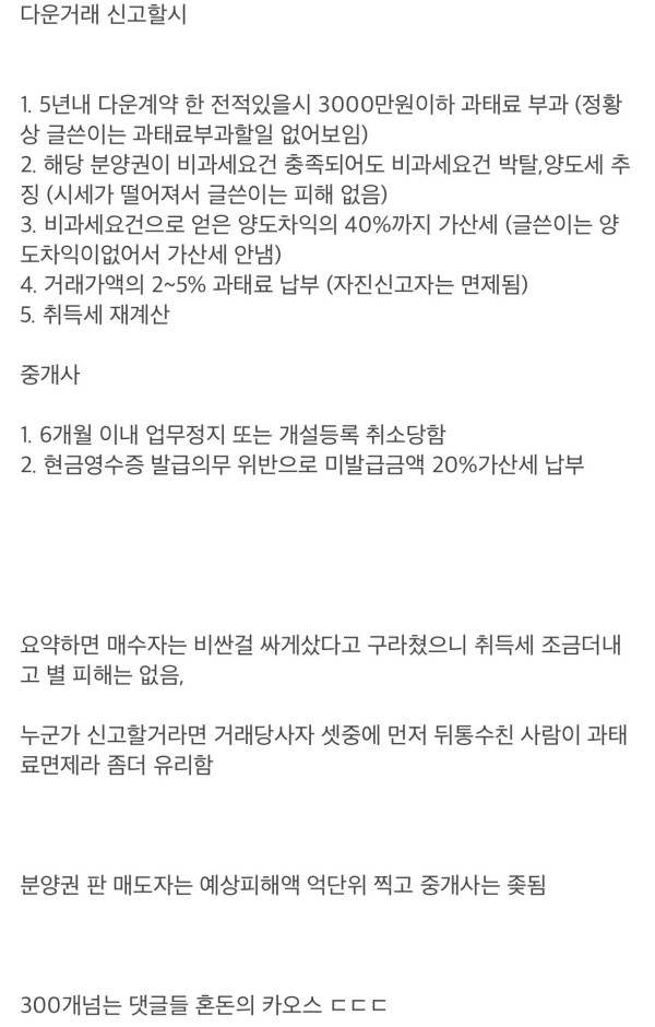 부동산 다운거래 자진신고 논란